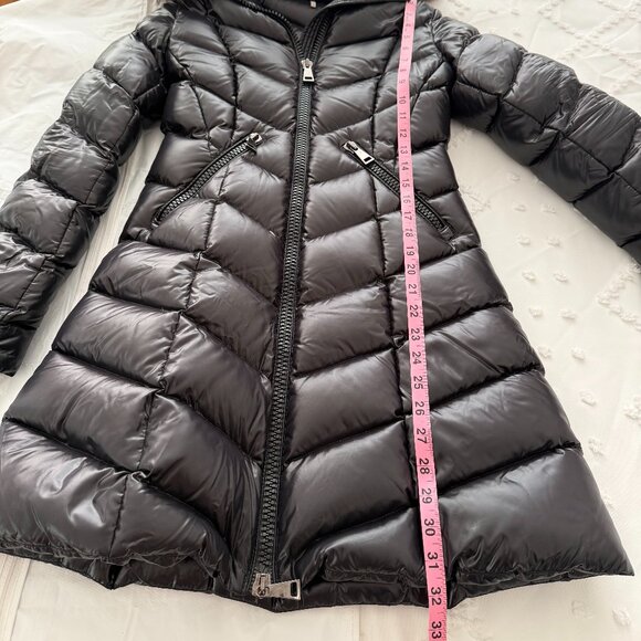 Moncler Black Shiny Puffer with Fur Trim Hood, Size 0 - Picture 7 of 11